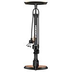 VOGORA Bike Pump with Pressure Gauge G53, Bicycle Pump with Presta & Schrader Valve, Portable Hand Tire Floor Pump Foot Inflator High Pressure 160PSI for all Bikes, Cars, Road Mountain Bikes and Balls