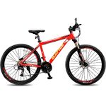 Vaux Battle Thunder 27 Speed Gear Cycle for Men with Shimano Hydraulic Disc Brakes, 27.5T MTB Cycle with Alloy Frame, Lockout Suspension Fork & 27.5x1.95 CST Tyres(Red)