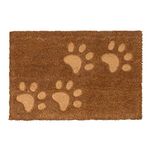 Nicola Spring Coir Door Mat - 60 x 40cm - Embossed Paw Prints - Pack of 1 - Decorative Indoor Front Door Floor Mat Entry Dirt Trapper Rug Outdoor Boot Scraper Non Slip Backing Doormat