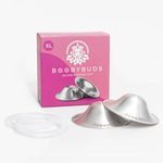 BoobyBuds The Original Silver Nursing Cups XL & Silicone O-Ring - Nipple Shields for Nursing Newborns - 100% Pure 999 Silver - Soothe and Protect Sore Nipples - Essential for Breastfeeding Mothers