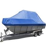 Trailerable Center Console Boat Cover,600d Oxford Cloth Waterproof And Dustproof Sunshade Tarpaulin For Center Console Boat, Heavy Duty Boat Covers,Blue,21~24FT