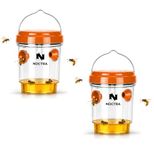 Noctra Wasp Trap for Outdoors - Hanging Reusable Hornet and Wasp Catcher with Natural Bait System, Eco-Friendly Designed for Gardens, Patios and Camping (2, Orange)