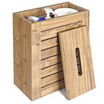 Lantaly Slimline Wooden Bathroom Storage Unit, Toilet Roll Paper Cabinet, Compact Wooden Shaker Bathroom Box, Multi-Purpose Cleaning Tidy Box, Brown