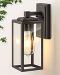 VIANIS Exterior Lights for House, Outdoor Wall Sconce Lantern, Black Outdoor Light Fixtures Lantern with Clear Toughened Glass Shade for Garage, Garden, Patio, Waterproof,100% Aluminum