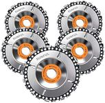 5pcs Wood Carving Disc,4 Inch Grinder Chain Disc for 100/115 Angle Grinder,22 Teeth, 5/8" Arbor (4 in)