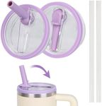 30 oz Replacement Lid for Stanley Quencher Tumbler Flip Straw, 2 PCS Spill Proof Lid Accessories Fit for Stanley with handle, Leak-Proof Splash Resistant Replaceble Cover Cap for Stanley, (Purple*2)