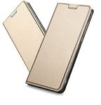ConnectPoint Hard Flip Cover for LG G8X ThinQ, Leather Wallet Book Flip Folio Stand View Cover with Card Slot and Magnetic Closure for LG G8X ThinQ - Gold