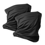 2 Pack Neck Gaiter Face Mask Scarf Reusable Bandanas Tube UV Protection Headwear Balaclava Outdoor Sport for Men and Women, Black, Small