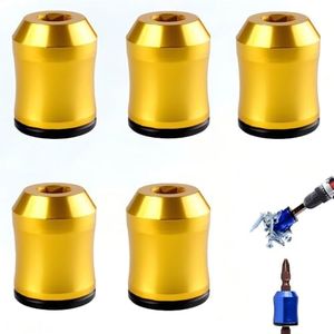 Aluminum Alloy Magnetic Bit Holder, Magnetizer Demagnetizer Tool for Screwdriver Drill Bits Hex Shank (Yellow*5PCS)