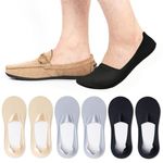 Caudblor Men Thin No Show Socks for Loafer, Invisible Low Cut Liners No See Non Slip Sock 6 Pairs