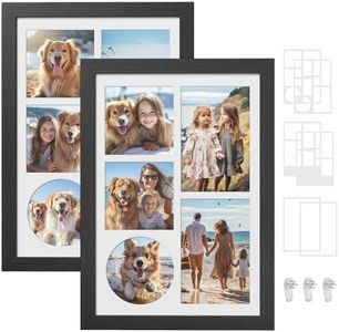SONGMICS A4 Picture Frames Collage, Set of 2, 4x6 Multi Photo Frame, 8.5x11, 8x12 or 4x4 Photos, 9x12, Ash Black URPF024B02