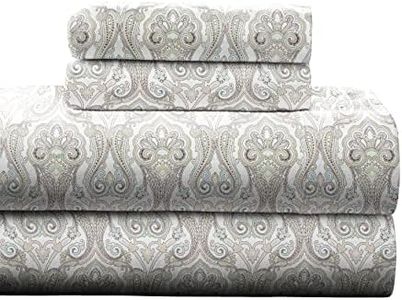 Pointehaven Heavy Weight Printed Flannel Sheet Set, California King, Paisley