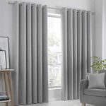 Fusion Strata Woven Eyelet Lined Curtains, Silver, 90 x 108 Inch, 100% Polyester, W229cm (90") x D274cm (108")