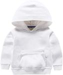 ZJXC Baby Toddler Kid Boy Girl Solid Casual Pocket Hoodie Sweatshirt Pullover (White,2T)