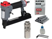 KAYMO ECO-PS8016 80 Pneumatic Stapler Gun Series 6-16mm with 80 Series 8008 Staple Size 8mm (10000 Pieces) & 1/4" Female Socket (Steel One Touch European Type) S3320SF Coupler
