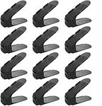 HYGRAD® Pack Of 12 Adjustable Shoe Slots, Shoe Rack Organiser Slots For Space Saving And Shoes Organiser Black, White, Grey (Black)