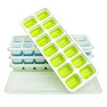 GUBA® Ice Cube Trays Silicone Ice Cube Tray with Lid, Ice Cube Trays Silicone, Ice Trays for Freezer Easy Release, Ice Cube Moulds & Tray, Odorless, Stackable Ice Tray with Lid 4 Pack