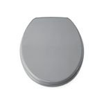 Blue Canyon Wooden Toilet Seat with Non-Slip Seat Bumpers & Heavy-Duty Stainless-Steel Hinges Ensures No Rust- Round Toilet Seat- Comfortable Bathroom Toilet Seat with High Gloss Finish (Grey)