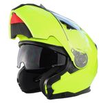 Flip Up Motorbike Helmet 3GO E335 Adult Motorcycle Biker Adventure Men Women Touring Dual Visor Flip Front DVS Modular Helmet Fluo Yellow (XL)
