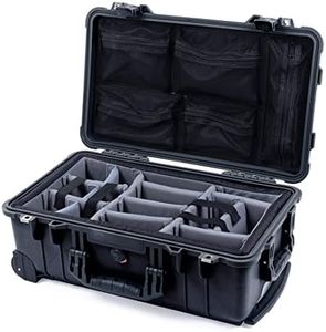 Pelican Color Case Black Pelican 1510 Case with Grey Dividers & mesh lid Organizer. Carry-on on Size.