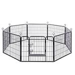 FEANDREA 23.6''H Metal Dog Fence, L Puppy Exercise Pet Playpen, Indoor Outdoor, 8 Panels UPPK86H