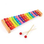 Metal Wooden Xylophone Instrument Kmise Xylophones Knock Piano 15-Tone for Beginner