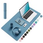 YSAGi Non-Slip Desk Pad, Waterproof PVC Leather Desk Table Protector, Ultra Thin Large Mouse Pad, Easy Clean Laptop Desk Writing Mat for Office Work/Home/Decor (80 x 40 cm, Azure)