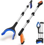 2 Pack Litter Pickers for Adults, 43'' Extra Long Portable Grabber Stick Elderly, Helping Hand Grabber for Disabled, Litter Pickers Foldable Rotating 360 Degree Reaching Aids - Tendak