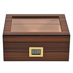 Volenx Cigar Humidor for 50 Cigars, Humidor Cigar Box Travel Built-in Removable Cedar Tray, Handcraft Spanish Cedar Wood Cigar Case Storage Box Gift Box with Hygrometer and Humidifier (No Cigars)