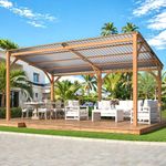 U-MAX 16' x 10' Outdoor Wood Gazebo for Patio, Outdoor Lean to Hardtop 10x16 Cedar Pergolas and Gazebos Clearance, Wall Mounted Wooden Gazebo Heavy Duty Awnings for Patio