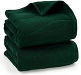 Bath Towels Set of 2 in Forest Green (Wavy Striped Jacquard), 100% Cotton, 27.5” x 55”, Quick Dry Towel for Bathroom Pool Gym