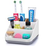 CHONLY Toothbrush Holder, Toothbrush Holders for Bathroom, Multifunctional Electric Bamboo Toothbrush Holder, Bathroom Organiser with 6 Slots Electric Toothpaste Caddy for Bathroom Kitchen and Family