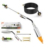Propane Torch Weed Burner - 1,800,000 BTU Heavy Duty Weed Torch with Long Hose and Self Igniter, 2-in-1 Two Modes Design Blow Torch for Weeding, Roof Asphalt, Melting Ice Snow,Road Paint Removing,BBQ