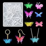 FineInno Butterfly Mold for Resin Pendant Epoxy Resin Mold Jewelry Silicone Casting Mold with 6 Pcs Butterflies for DIY Earrings Necklace Clothing Accessories