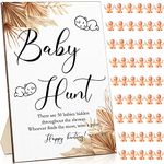51 Pieces Baby Shower Games Include Wooden Baby Hunt Sign 50 Mini Plastic Babies Tiny Babies Boy Girl Baby Shower Games Gender Reveal Party Favors Baby Shower Prizes for Game (Boho Style)