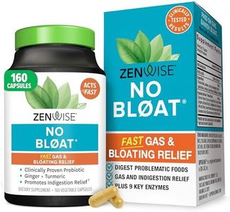 Zenwise Health NO Bloat Probiotics for Women and Men Digestive Health with Ginger, Dandelion, and Lactase, Digestive Enzymes for Gas and Bloating Relief - Vegan Water Retention Pills - 160 CT