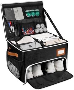 2 Layer Golf Trunk Organizer , Golf Organizer with 2 Pairs Shoes Compartment, Golf Storage Waterproof Car Trunk Locker for Balls, Caps, Clothes, Gloves, Accessories, Gifts for Golfers (Black+White)