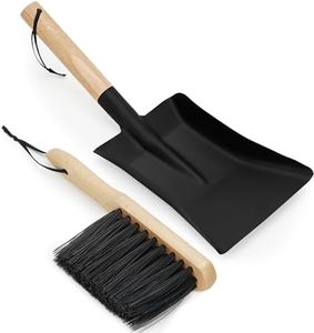 Fireplace Shovel & Brush Set, Large Ash Shovel and Hearth Brush with Wooden Handle, Fireplace Tools Set, Metal Brush Pan Set, Fireplace Tools, Firepit Tools, Fire Pit Accessories for Outside