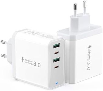 Chargeur USB C Rapide, 50W 6-Port Prise USBC Multi Secteur Replacement for iPhone 15 14 13 12 11 Pro Max SE 2020 XS XR X 8 7 6 6S, iPad, Samsung, Chargeur Rapide Mural Secteur Alimentation Adaptateur