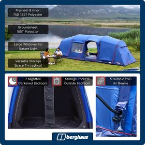 Berghaus Air 800 Nightfall 8-Person Tent – Inflatable Family Shelter