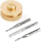 POWERTEC 72028 Router Bits Solid Brass Inlay Kit | for 1/4 Templates for High RPM Routing, Includes 2-pc 1/8 Spiral Router Bit/Cutter, 1/4 Shank, Universal Bushing, Retainer Nut, Collar, Alignment Pin