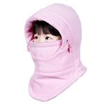 Azarxis Kids Fleece Balaclava Ski Face Scarfare Gaiter Mask Windproof Thicken Winter Hat Neck Warmer for Boys Girls (Pink)