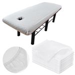 10 Pcs Disposable Fitted Massage Table Sheets with Face Hole Breathable Non Woven Fabric Massage Table Protective Cover with Elastic Oilproof Massage Table Sheets 85 x 35 Inches