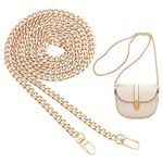 PH PandaHall Flat Purse Chain, 63 inch Iron Corssbody Bag Chain Strap Replacement 10mm Width Golden Handbags Handle Chain for Wallet Clutch Satchel Tote with 2 Pieces Swivel Buckles