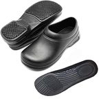 Womens and Mens Non Slip Shoes Work Utility Clog for Food Service Nursing, 7.5 Women/5.5 Men, Black