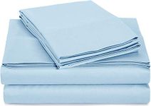 Waterbed Sheets King Size 600 Thread Count 100% Cotton 15 Inches -Deep Pockets- Attached Waterbed Sheet Set- 4 Piece - Hotel Luxury Bed - Extra Soft -Light Blue Solid Bed Sheets -King Waterbed Sheet