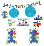 Amscan All Aboard Boy 1st Birthday Room Decorating Kit, Large, Blue