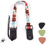 MARSSSTILALO Cute Soft Polyster Cartoon Ukulele Shoulder Strap Small Guitars Strap, Hawaiian, Tenor Ukuleles, Concert Ukuleles, White, White, 1.57"