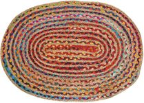 RAJRANG Multicolor Chindi Braided Rag Rug Oval 152x244 cm Handwoven with Natural Jute and Pure Cotton Reversible Farmhouse Boho Area Rugs for Living Room, Bedroom, Home Decor