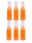 YANCI® 500 Ml Glass Bottles with Swing Top, Clear Airtight Glass Preserve Bottle with Stopper, Home Brew Beer Bottles for Brewing, Beer, Oil, Vinegar, Water, Juice, Beverages, Round, Pack of 6